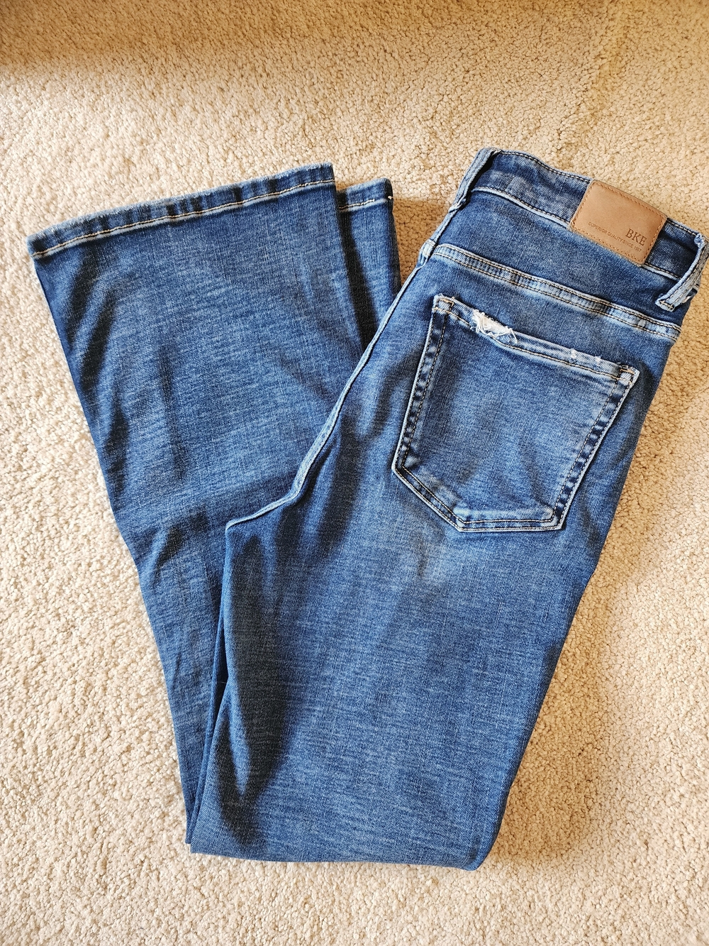 BKE Women's Blue Flared Wide-Leg Jeans